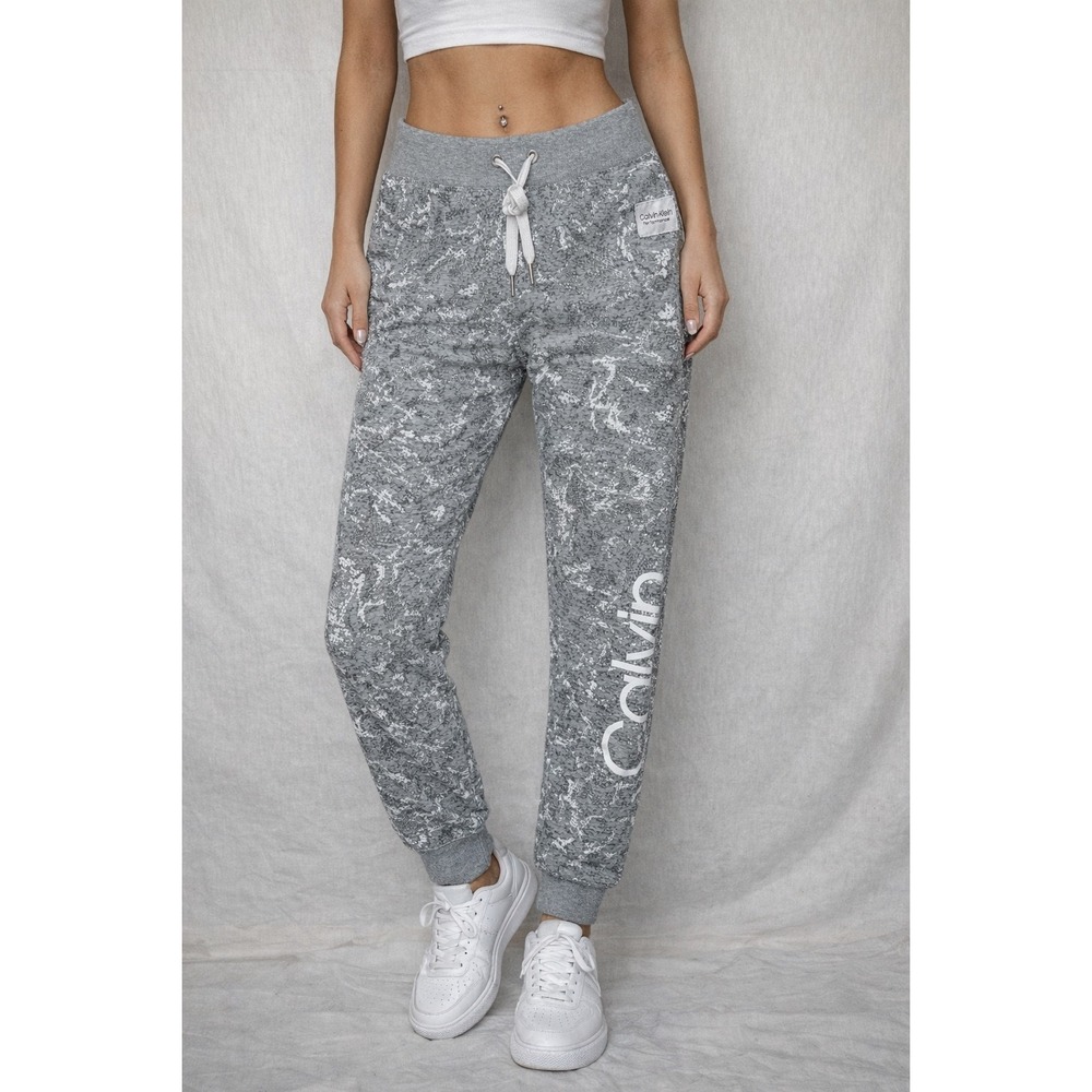 Calvin Klein Performance Grey Snakeskin Print Joggers Sweatpants‎ Women Small